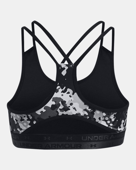 Girls' HeatGear® Armour Printed Sports Bra, Black, pdpMainDesktop image number 1